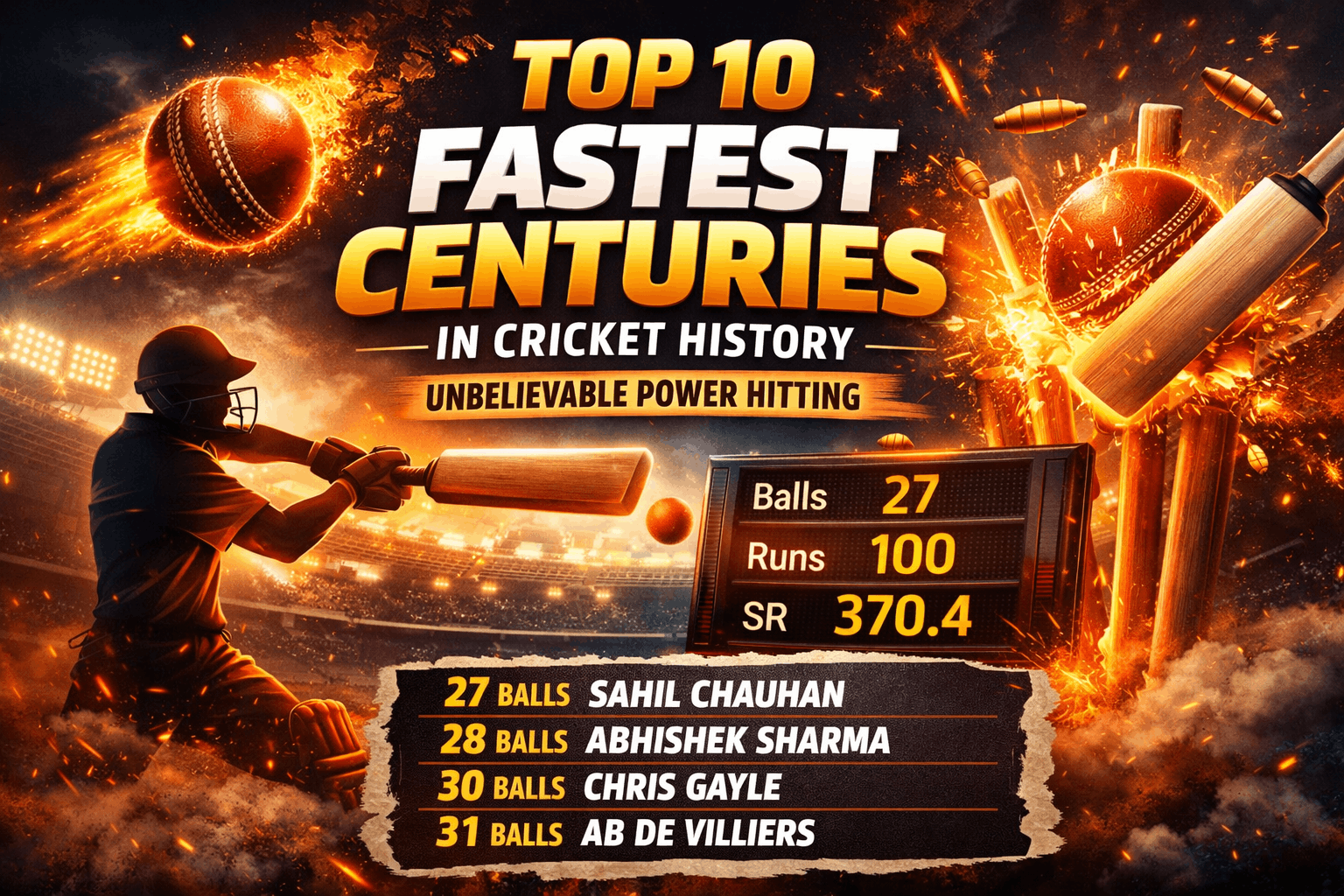 Top 10 Fastest Centuries in Cricket History